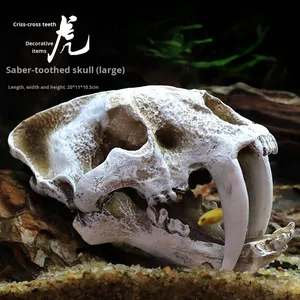 Crâne de dinosaure en résine écologique, plante aquatique réaliste pour l'aménagement paysager, accessoires décoratifs pour aquarium - Product Image 1