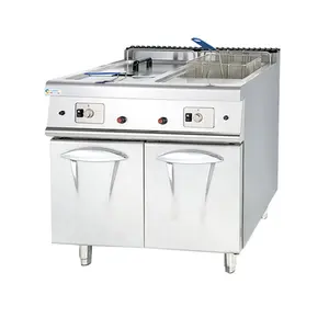 Hot Selling Gas 2 Tanks Friteuse mit Schrank Deep Commercial Floor Typ Gas Friteuse