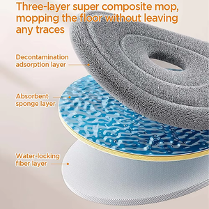 Bộ lau nhà xoay và xô JOYBOS bằng sợi microfiber, cán lau bằng thép không gỉ, kèm 2 miếng lau - Product Image 6