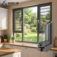 Ventana Abatible Vertical Moderna de Aleación de Aluminio, Insonorizada, con Doble Acristalamiento, Apertura Exterior para Villa, Apartamento, Dormitorio