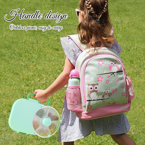 Lonchera giratoria con plato para frutas y tapa hermética para excursiones, contenedor de plástico para refrigerios para niños y adultos - Product Image 2