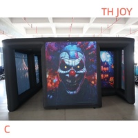 Expédition rapide par avion à domicile, Maison gonflable hantée de cirque entièrement imprimée 9x4m, Nouveau labyrinthe gonflable de clown d'Halloween 2026 avec toit