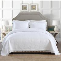 Parure de lit trois pièces en pur coton matelassée et brodée, style coréen, avec couvre-lit et jupe de lit