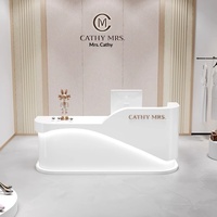 Comptoir de réception pour salon de beauté, magasin de vêtements, style industriel simple, salon de coiffure, comptoir d'angle en L incurvé en cuir