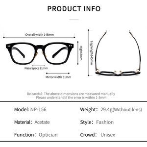 NP156 卸売アセテート眼鏡フレーム 光学メガネ 男女兼用 高品質アセテートアイウェアフレーム - Product Image 6
