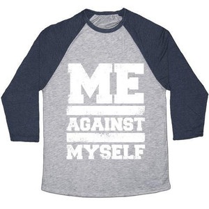 Maglietta da baseball unisex Tri-Blend Me Against Myself (White Ink) - Product Image 2