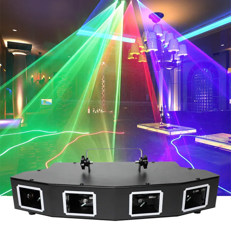 4 Lens akıllı ses kontrolü parti ışıkları lazer sahne işık disko dj lazer ışıkları düğün gece kulübü