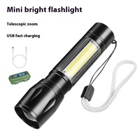 Mini lampe de poche LED en alliage d'aluminium rechargeable Projecteur portable à forte lumière Mise au point télescopique réglable pour le ménage