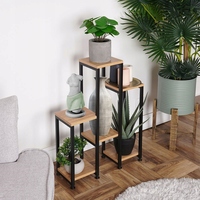 Support à plantes sur pied en fer et bois, style échelle, 6 niveaux, durable, thermolaqué, avec pieds réglables pour jardin et intérieur