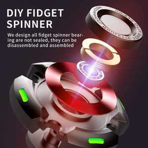Fidget Spinner per <span class=keywords><strong>Adulti</strong></span> - Antistress e Antiansia, Sollievo <span class=keywords><strong>ADHD</strong></span>, Modalità Luminosa e Buio, Giocattolo Girevole in Metallo - Product Image 3