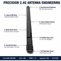 Antenne SMA 2.4G 2.4 GHz 3 dBi pliable longue portée pour boîtier TV Android Wifi réseau omnidirectionnel