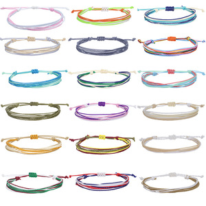 Pulsera de Hilo Encerado Impermeable Resoul para Mujer <span class=keywords><strong>y</strong></span> Hombre, Pulsera Trenzada de Múltiples Hilos, Ajustable, Estilo Bohemio, Joyería de Playa, Regalo - Product Image 1