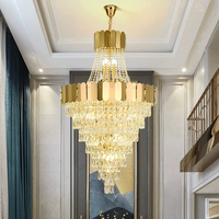 Lustre en cristal long personnalisé pour hôtel de luxe, villa, mariage, loft, appartement