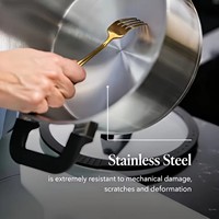 Olla de Cocina Clásica con Tapa de Vidrio Templado, Base de 5 Capas de Acero Inoxidable, Resistente, para Sopa y Caldos, Apta para Inducción, en Oferta