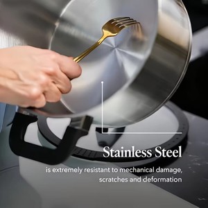 Marmite de cuisson classique en acier inoxydable avec couvercle en verre trempé, base épaisse à 5 couches, pour soupes et bouillons, compatible <span class=keywords><strong>induction</strong></span> - Grande Vente - Product Image 4