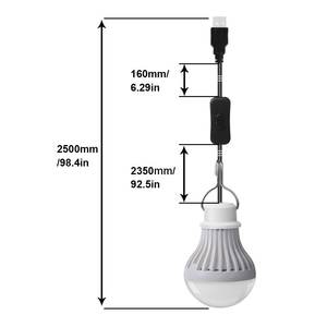 Luz LED de Emergencia con Interruptor de Atenuación, Bombilla de Burbuja USB de 7W 10W, con Gancho para Colgar - Product Image 5