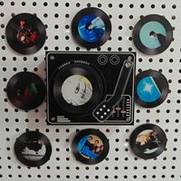 Kustomisasi Gambar Magnet Kulkas Kotak Musik Pemutar Piringan Hitam Stiker Akrilik Kulkas dengan NFC Putar Otomatis Lagu