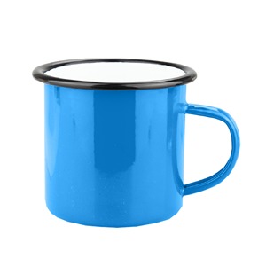 Mug de camping en émail 12 oz avec logo personnalisé, style rétro, finition brillante, tasse à café en métal avec bord noir pour événements d'entreprise en plein air - Product Image 5