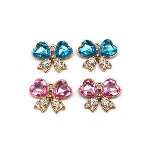 Colorful Heart-Shaped Rhinestone Butterfly Charms Zinc Alloy Pendant For Necklace Keychain Bag Jewelry Unisex <b>Gift</b> Accessory - Product Image 2
