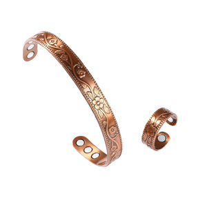 YL Pulseras Magnéticas y Anillos de Diseño Floral Vintage, Acabado Antiguo Cepillado, Estilo Retro, Éxito de Ventas Transfronterizo - Product Image 2