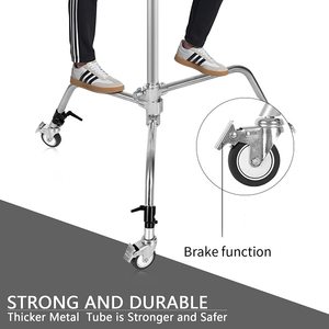 C Stand treppiede in acciaio inossidabile carrello ruota supporto guida Slider <span class=keywords><strong>fotografia</strong></span> 25mm diametro carrello - Product Image 4