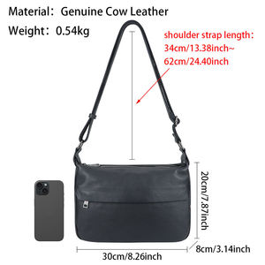 Bolsos cruzados AndoBag para mujer, de cuero genuino, para ir al trabajo, bandolera, bolso de mensajero, color sólido, bolso informal tipo satchel 1810 - Product Image 3