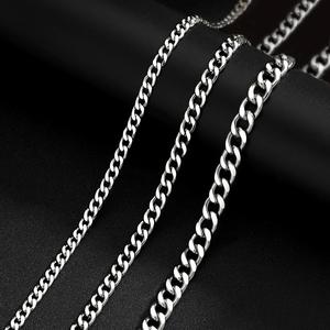 Kalung <span class=keywords><strong>Titanium</strong></span> Cuban Link Gaya Hip-Hop Trendi Serbaguna Nuansa Premium Minimalis Rantai Tulang Selangka Unisex - Product Image 4