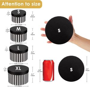 Boîte cadeau Oairse avec couvercle, idéale pour les cadeaux, boîte ronde rayée noir et blanc, personnalisable selon vos besoins - Product Image 1