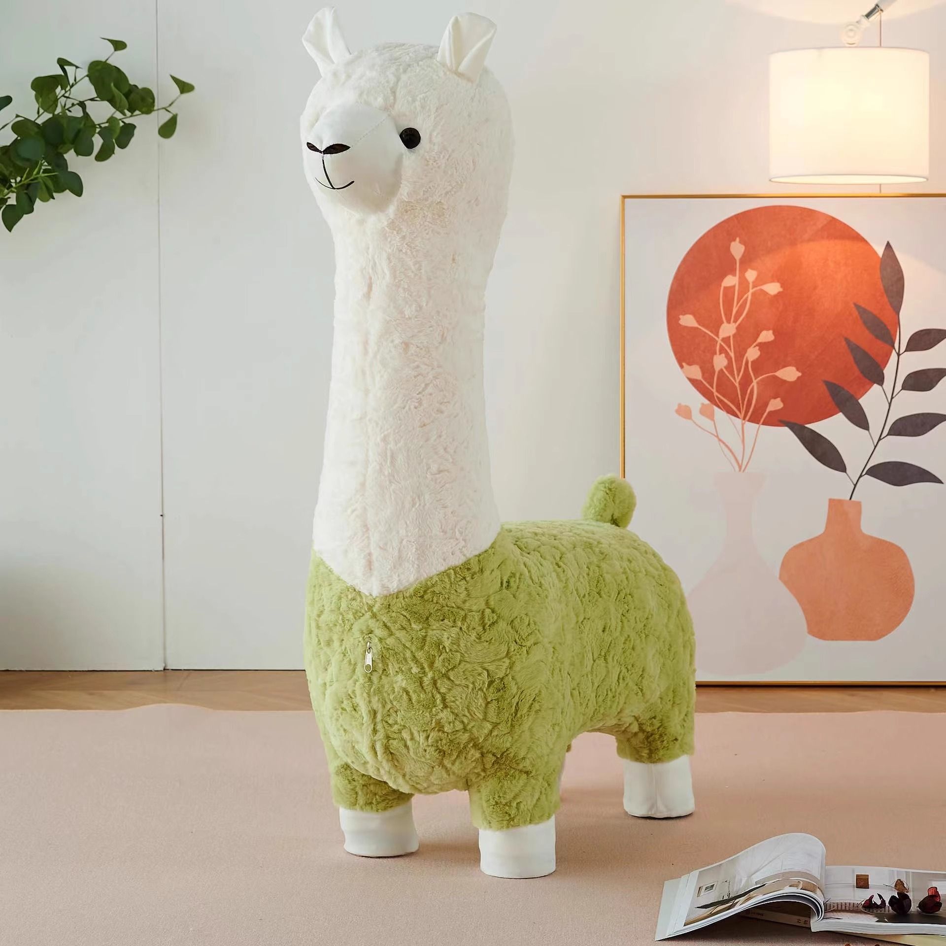 Polaire d'agneau amovible et lavable, grande taille 110 cm, vert.