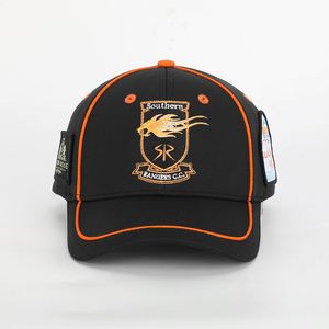 Casquettes de baseball brodées personnalisées OEM pour hommes, en tissu respirant de haute qualité, 6 panneaux, noires, avec logo et passepoil - Product Image 2