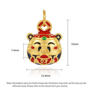 Golden God of Wealth Jewelry Retro colgante 24K Esmalte Gorgeous Chinese Retro Micro-Hard Gold colgante - Product Image 3