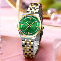 Montre de luxe pour femme 9096, style dessin animé, cadran diamanté or rose, mouvement à quartz 32 mm, bracelet en acier inoxydable 16 mm