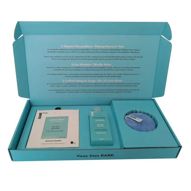 Boîte de commande par correspondance personnalisée OEM pleine couleur écologique emballage d'impression d'huile de soja boîte d'expédition bleue pour cosmétique avec usine de résistance d'insertion