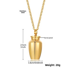 Kalung Liontin Wadah Rantai Baja Tahan Karat untuk Memperingati, Wadah Kecil Tahan Air, Perhiasan Kenang-kenangan untuk Abu, Rambut Hewan Peliharaan - Product Image 2