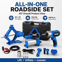 Kit de cric électrique portable OEM 2T/3T 12V avec clé à chocs professionnelle et pompe à air pour pneus