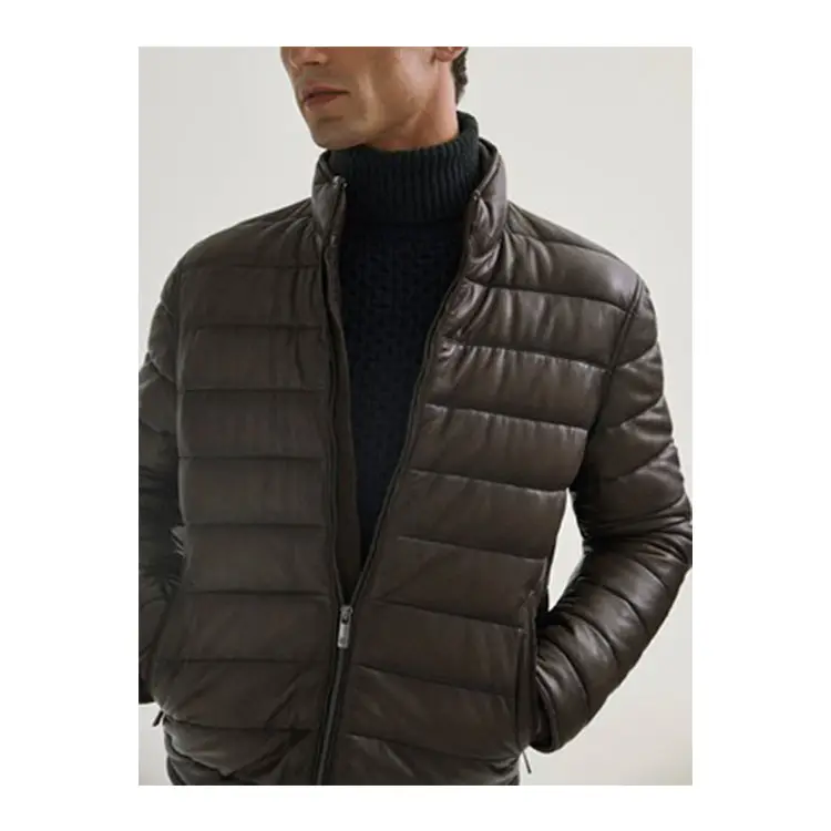 卸売ファッションカジュアルウェア100% 羊皮ハイエンドキルティングレザージャケット