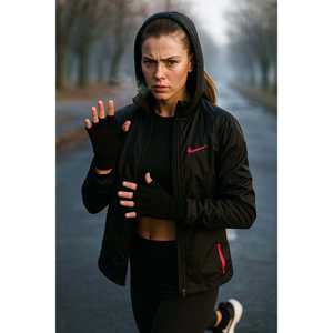 Gants mi-doigts unisexes écru pour la randonnée et la course à pied, modèle Eld02 - Product Image 3