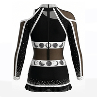 Uniforme de Animadoras Personalizado de Manga Larga, de Una Pieza, con Malla, Pedrería y Spandex, para Equipos