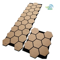 Décoration intérieure, panneaux muraux en bois hexagonaux modernes absorbant le son, coefficient de réduction du bruit élevé, salon d'hôtel