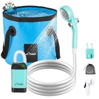 Vente d'usine - Pompe de douche électrique portable rechargeable 6000 mAh avec affichage numérique intelligent, plusieurs jets et seau de 20 L