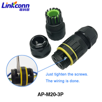 Conector Impermeable IP68 de 2/3/4/5/6 Pines, Conexión de Cable para Exteriores, Nylon, 400V, Bloque de Terminales Eléctricos para Iluminación, AP-M30-3P, CE