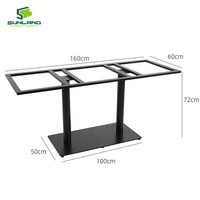 Pied de table moderne en acier thermolaqué sur mesure, double poteau central, pour usage commercial et extérieur (cafés, restaurants, hôtels)