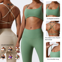 Sportbeha met gekruiste rug, hoge ondersteuning, zacht en ademend spandex/nylon met vierweg stretch voor yoga, gym & fitness workouts