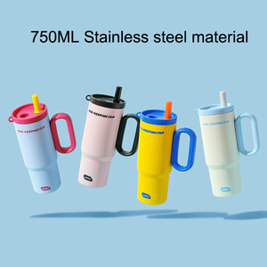 Vaso Térmico de 24oz con Pared Interior de Porcelana, Taza de Café Aislada al Vacío de Acero Inoxidable de 720ml con Tapa y Asa - Product Image 2