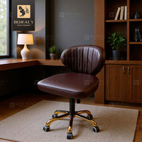 Chaise de bureau pivotante ergonomique moderne et réglable en similicuir PU avec pieds dorés et base en fer pour bureau à domicile, chambre et salon