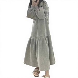 Oferta Caliente: Vestido Maxi Transpirable de Invierno para Mujer, Talla Grande, Casual, con Mangas Linterna y Capucha con Volantes, Estilo Coreano - Product Image 3