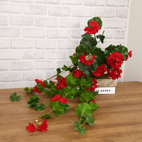 3 Model Bunga Geranium Merah Buatan 42/68/86cm, Tanaman Rambat Geranium Gantung, Buket Geranium Palsu untuk Dekorasi Rumah, Taman, dan Luar Ruangan