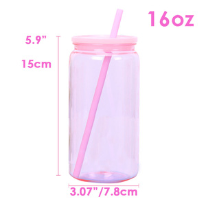 Entrepôt USA Cadeau de la <span class=keywords><strong>Saint</strong></span>-<span class=keywords><strong>Valentin</strong></span> 16oz UV DTF incassable rose clair en plastique blanc en forme de bière canettes <span class=keywords><strong>tasse</strong></span> avec couvercle et pailles - Product Image 3