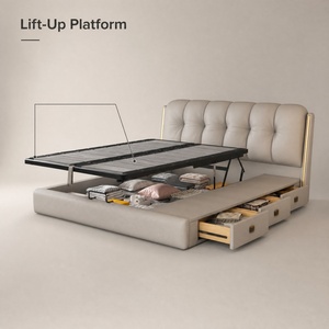 <span class=keywords><strong>Letto</strong></span> contenitore imbottito in ecopelle con testiera trapuntata a rombi, finiture <span class=keywords><strong>oro</strong></span>, sollevamento idraulico 50 cm, 3 cassetti, Queen/King - Product Image 3