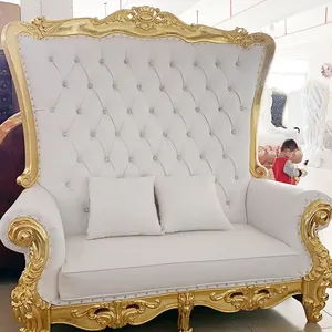 Nuevo diseño con estilo de lujo, silla de sofá o sofá de boda de Color plateado/dorado opcional con botones de cristal, de cuero PU para boda